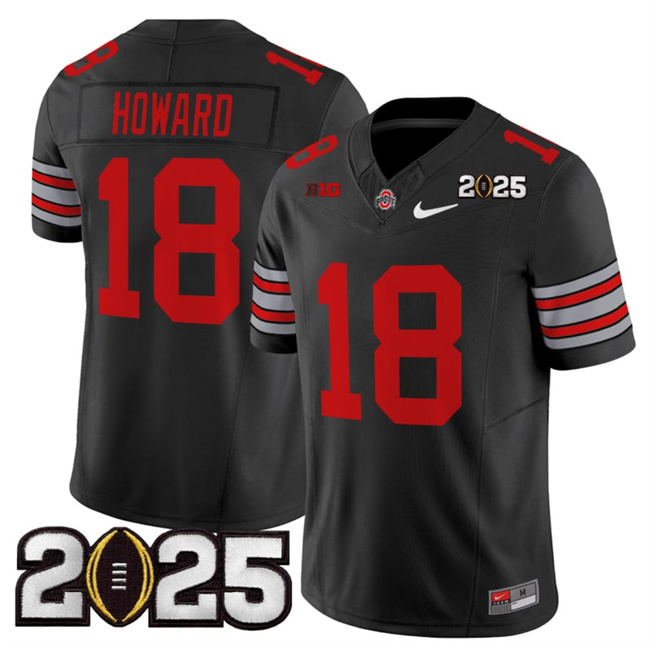 Men Ohio State Buckeyes #18 Will Howard Black 2025 CFP Final Patch F.U.S.E. Vapor Limited Stitched NCAA Jersey->ncaa teams->NCAA Jersey